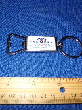 New! Farmer's Insurance Metal Key Chain Bottle Opener